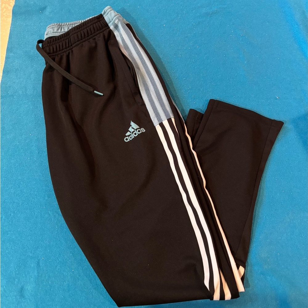 Adidas Black and Blue Pants with Elastic Waistband